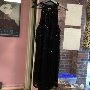 SHEIN Black Sequin Backless Dress